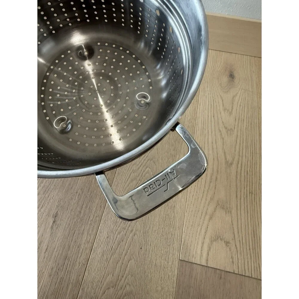 All-Clad 6 Quart Large Stockpot Stainless Steel Steamer Basket Insert Handles